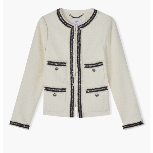 LK Bennett Jackets & Blazers - LK Bennett Cream and Black Trim Blazer